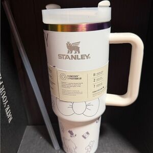 Stanley Cream Travel Mug with Handle and Iridescent Trim